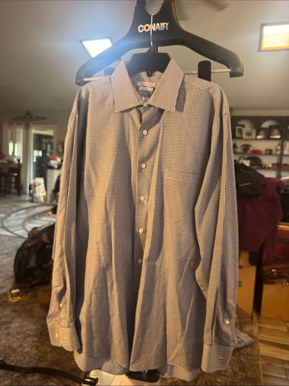 Van Heusen Blue Microcheck Men's Dress Shirt